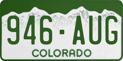 CO license plate 946AUG