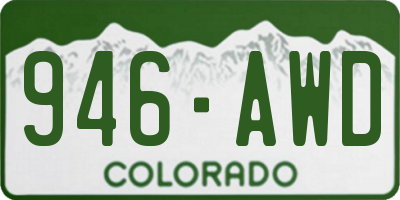 CO license plate 946AWD