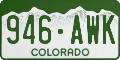 CO license plate 946AWK