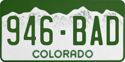 CO license plate 946BAD