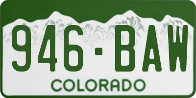 CO license plate 946BAW