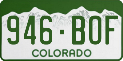 CO license plate 946BOF