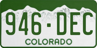 CO license plate 946DEC