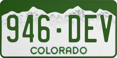 CO license plate 946DEV