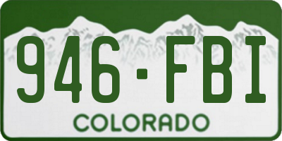 CO license plate 946FBI
