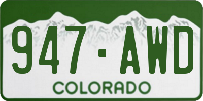 CO license plate 947AWD