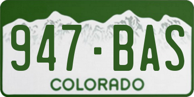 CO license plate 947BAS