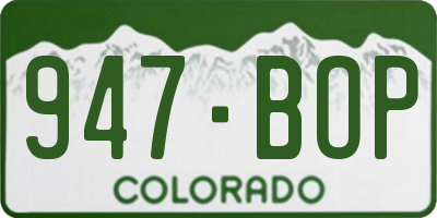 CO license plate 947BOP