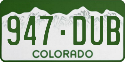 CO license plate 947DUB