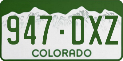 CO license plate 947DXZ