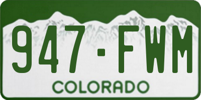 CO license plate 947FWM
