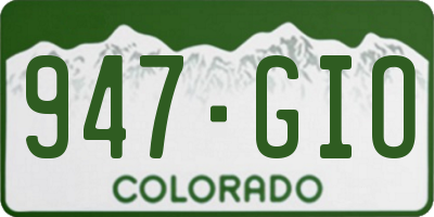 CO license plate 947GIO