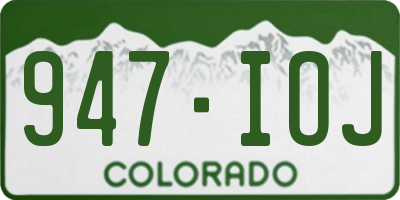 CO license plate 947IOJ
