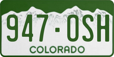 CO license plate 947OSH