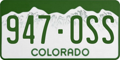 CO license plate 947OSS