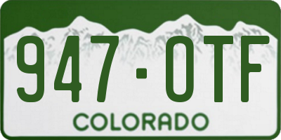 CO license plate 947OTF