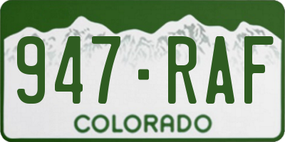 CO license plate 947RAF