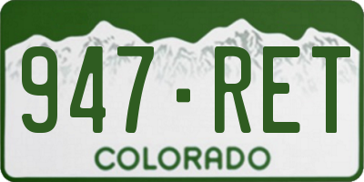 CO license plate 947RET