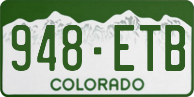 CO license plate 948ETB