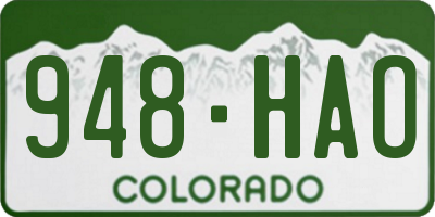 CO license plate 948HAO