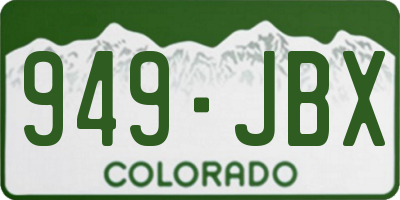CO license plate 949JBX