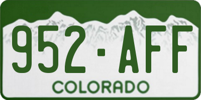 CO license plate 952AFF