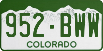 CO license plate 952BWW