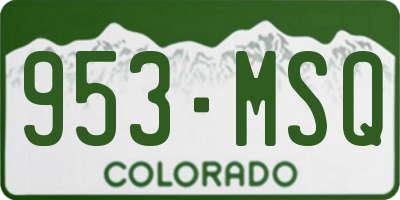 CO license plate 953MSQ