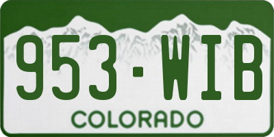 CO license plate 953WIB