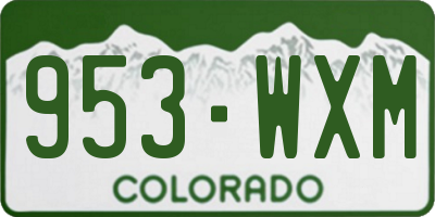 CO license plate 953WXM