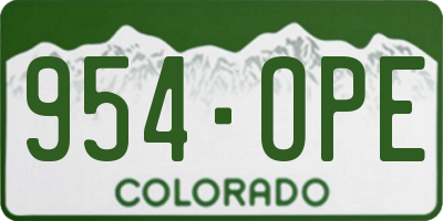CO license plate 954OPE