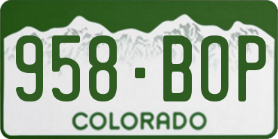 CO license plate 958BOP