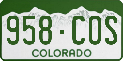 CO license plate 958COS