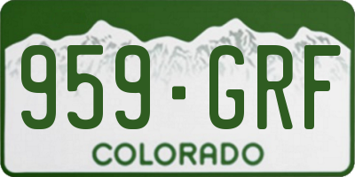 CO license plate 959GRF