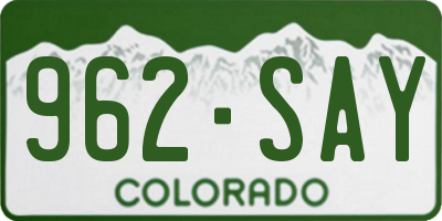 CO license plate 962SAY