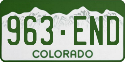 CO license plate 963END