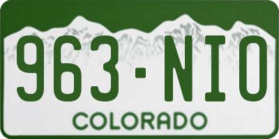 CO license plate 963NIO