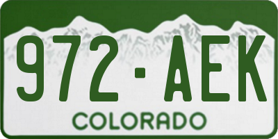 CO license plate 972AEK