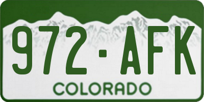 CO license plate 972AFK