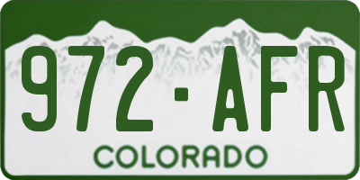 CO license plate 972AFR