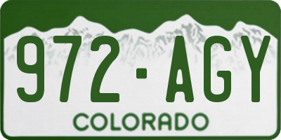 CO license plate 972AGY