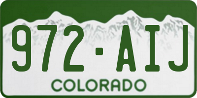 CO license plate 972AIJ