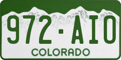 CO license plate 972AIO