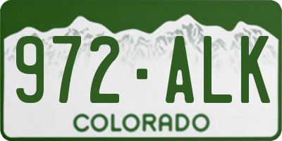 CO license plate 972ALK