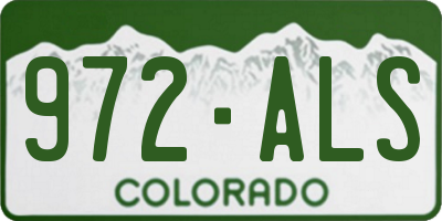 CO license plate 972ALS