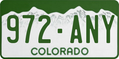 CO license plate 972ANY