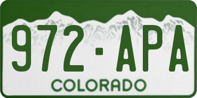 CO license plate 972APA