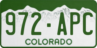 CO license plate 972APC