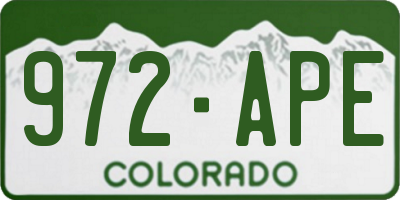 CO license plate 972APE