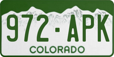 CO license plate 972APK